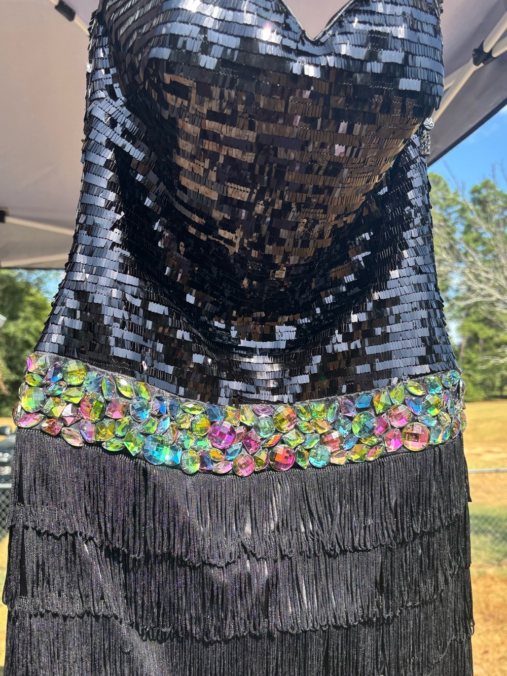 Black Fringed & Jeweled Dress